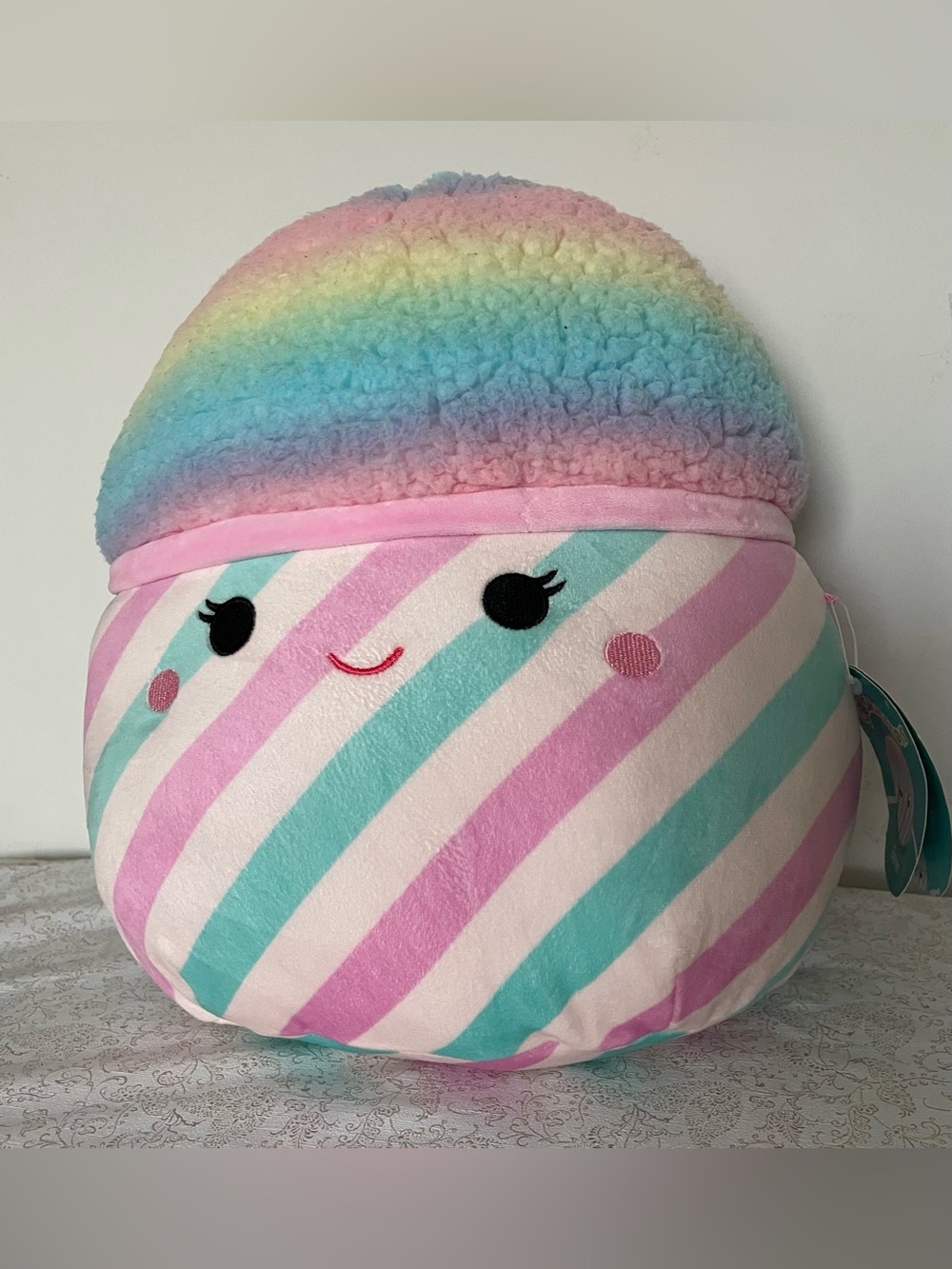 Squishmallows 11" BEVIN Rainbow Snowcone Camping Soft Fuzzy Colorful Birthday